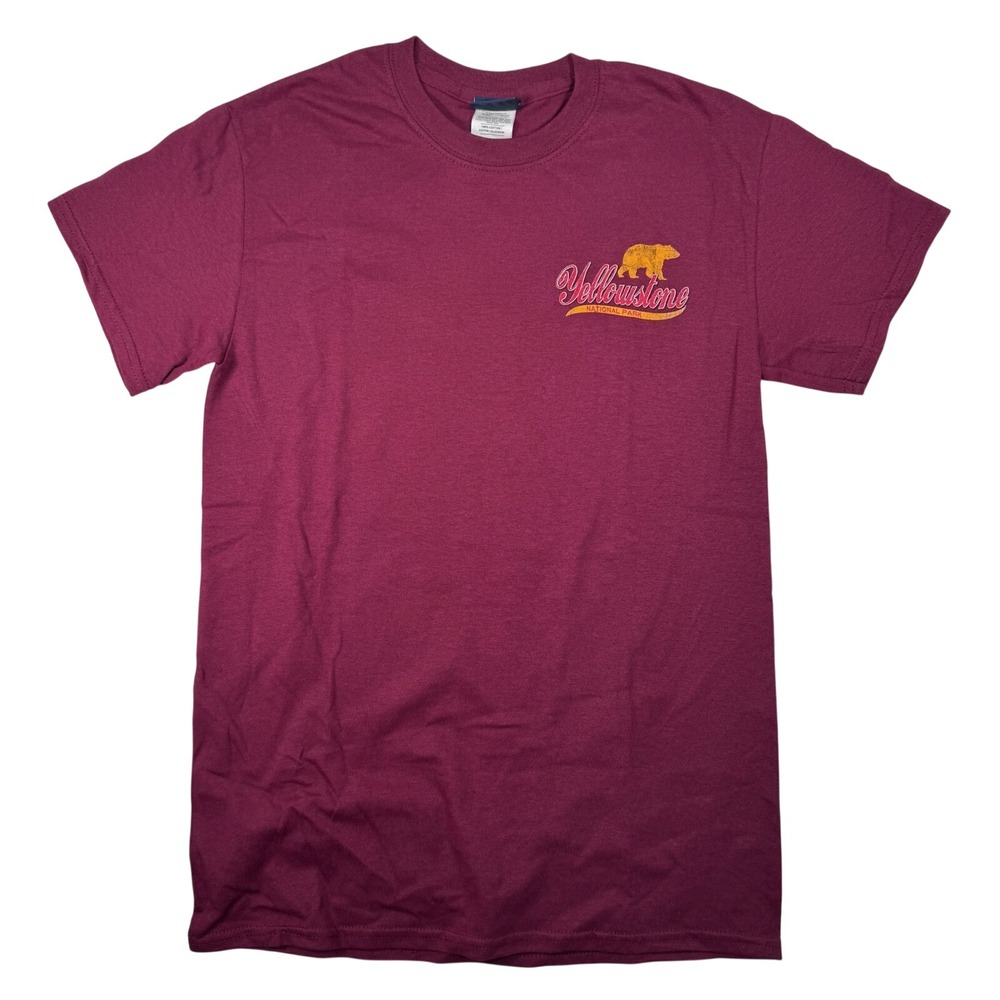 Yellowstone National Park T Shirt Small Maroon Graphic Outdoors Mens